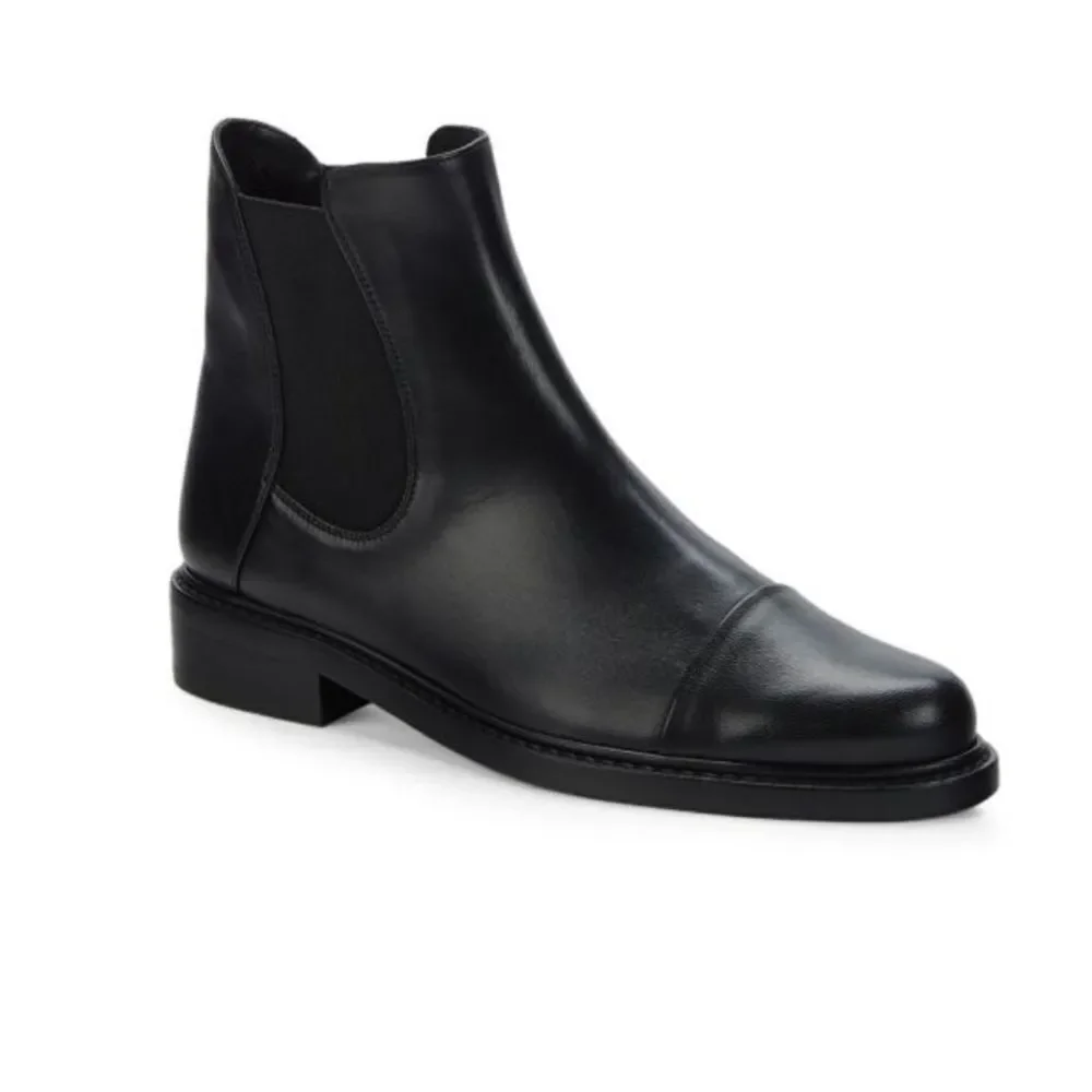 Stuart Weitzman Women's Gobi Chelsea Booties in Black Leather Size 10.5
